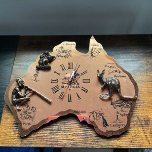 Australian clock authentic works with ornate figures of Australian culture